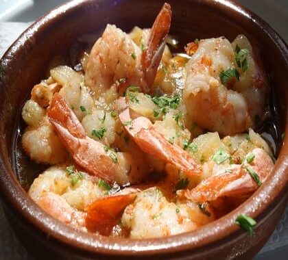 Gambas à la mangue et lait de coco