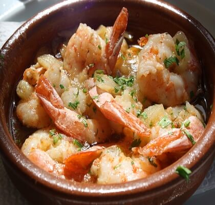 Gambas à la mangue et lait de coco