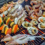 Mollusques et crustaces au barbecue