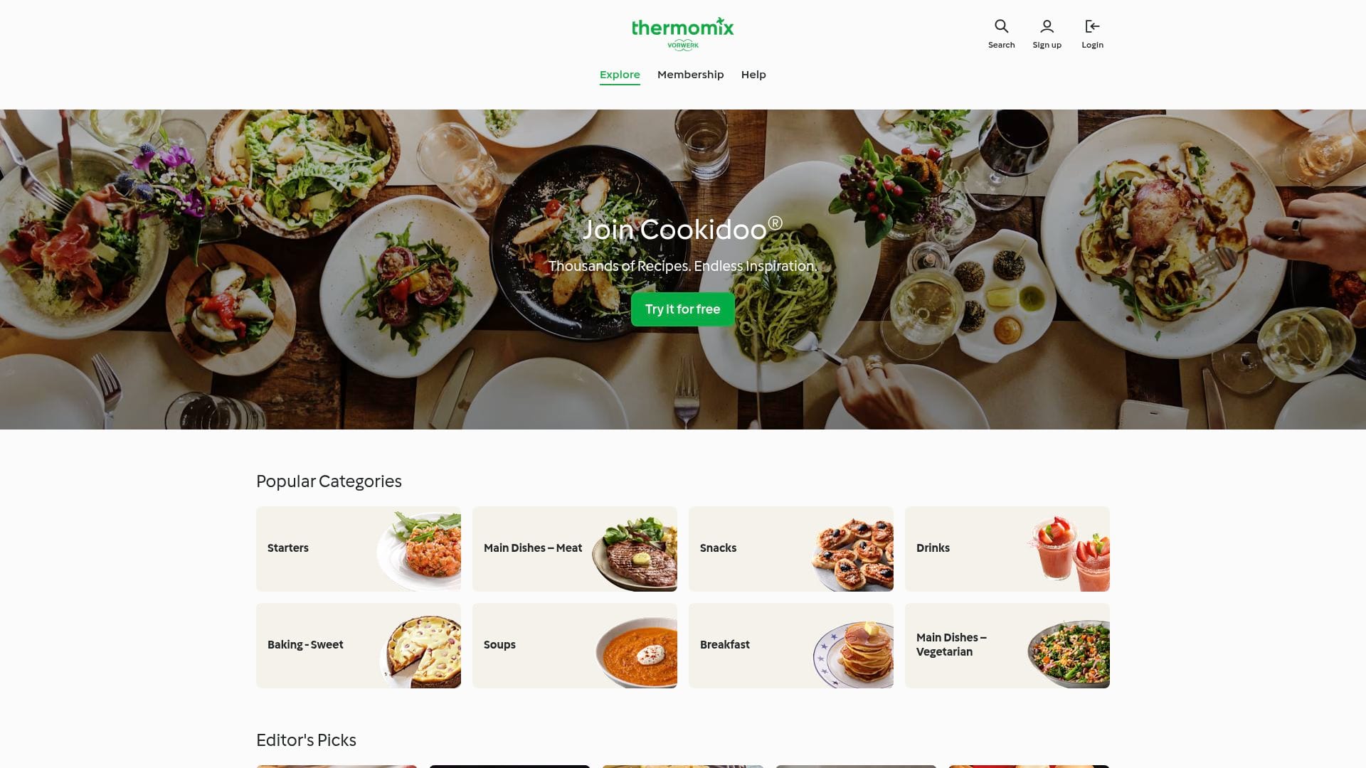 Screenshot of cookidoo.thermomix.com