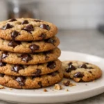 Recette cookies américains moelleux: biscuits dorés aux pépites de chocolat sur une assiette, texture fondante.