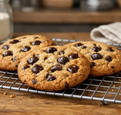 Recette cookies Mie Câline réussis, dorés à souhait avec pépites de chocolat, fraîchement sortis du four.