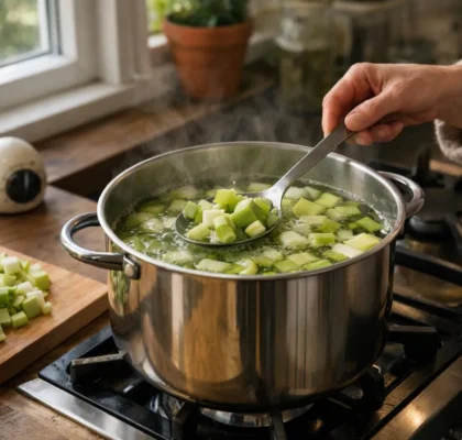 Cuisson de poireaux à l'eau dans une casserole, étape par étape pour une texture parfaite.