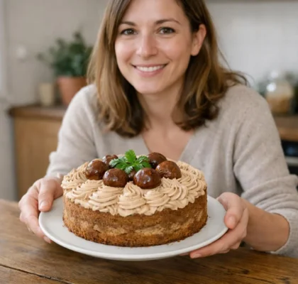 Gâteau facile et original à la crème de marrons fait maison, cuisine lumière naturelle.