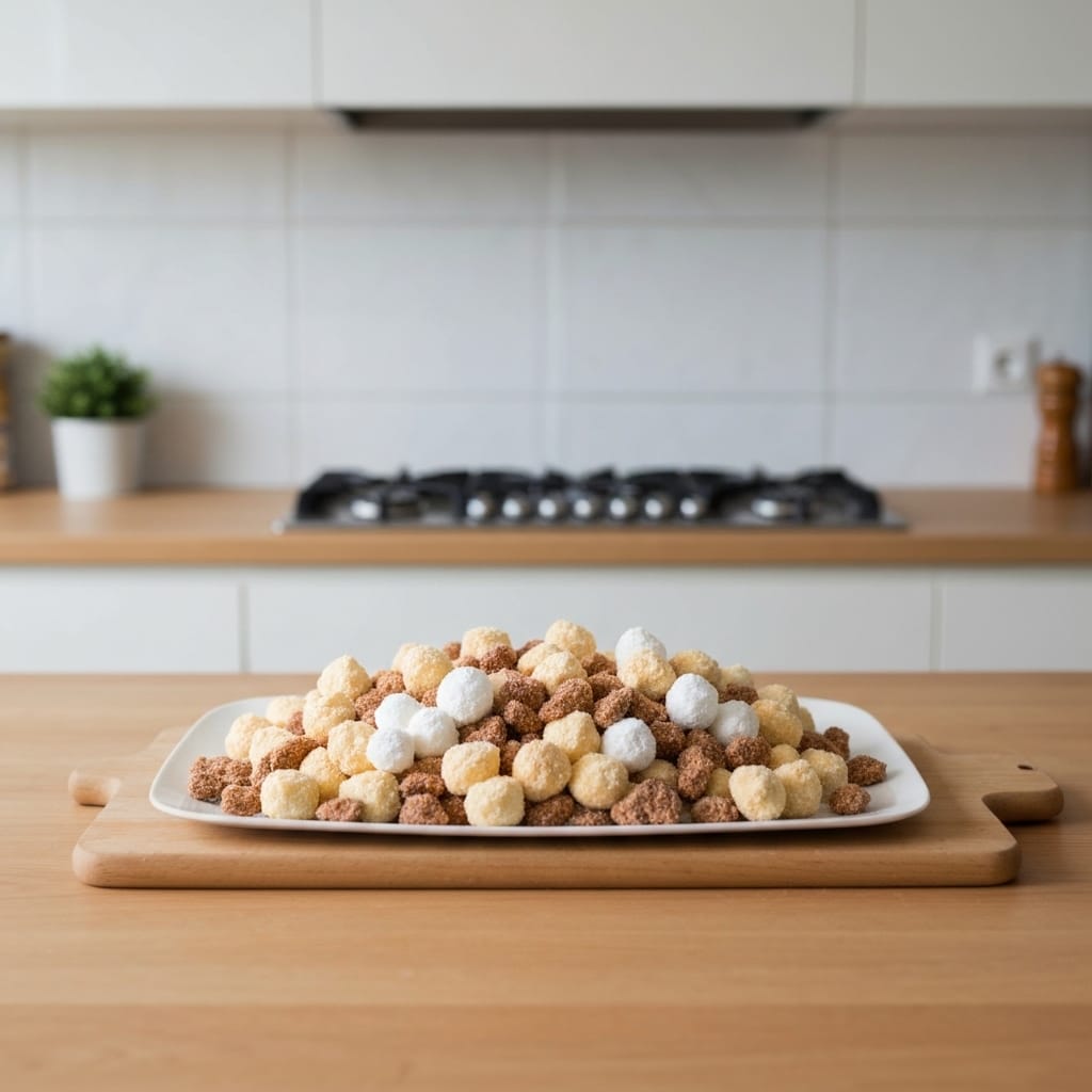 Gros plan sur du beurre ramolli à consistance pommade dans un saladier avec du sucre brun et blanc, fouet électrique visible en arrière-plan, lumière naturelle douce, cuisine moderne